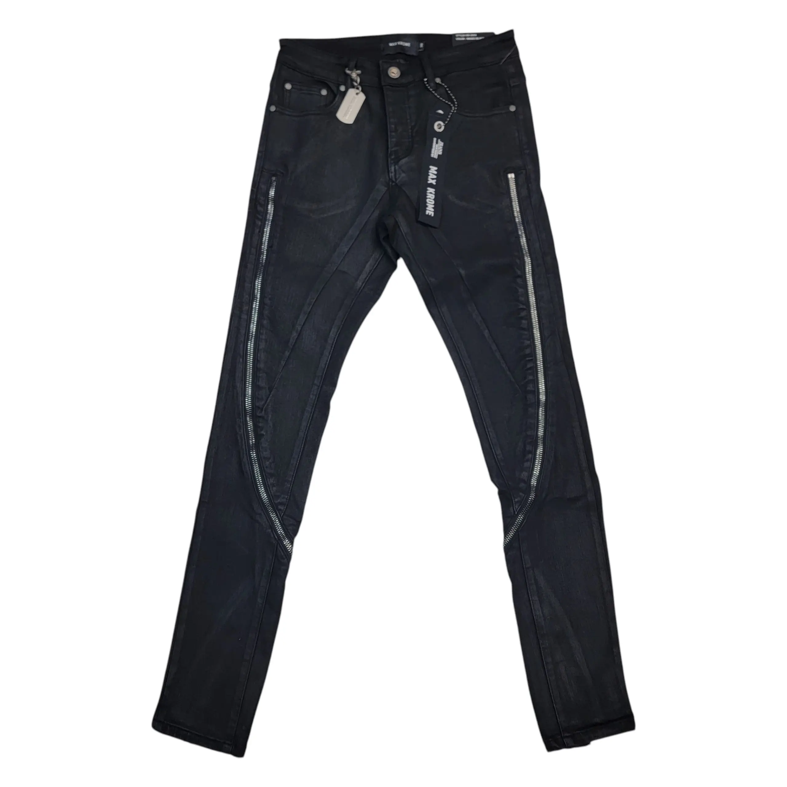 MAX KROME MEN'S SKINNY WAXED JEANS (TURN INTO STACKED JEANS)