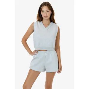 HF-357 - Heavy Fleece Cropped V-neck Vest (Piece Dye)