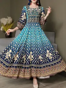 Boho Ethnic Embroidered Maxi Dress, Vintage Long Beach Vacation Skirt, Casual Holiday Travel Gown, Plus Size Women's Clothing, Casual Boho Bohemian