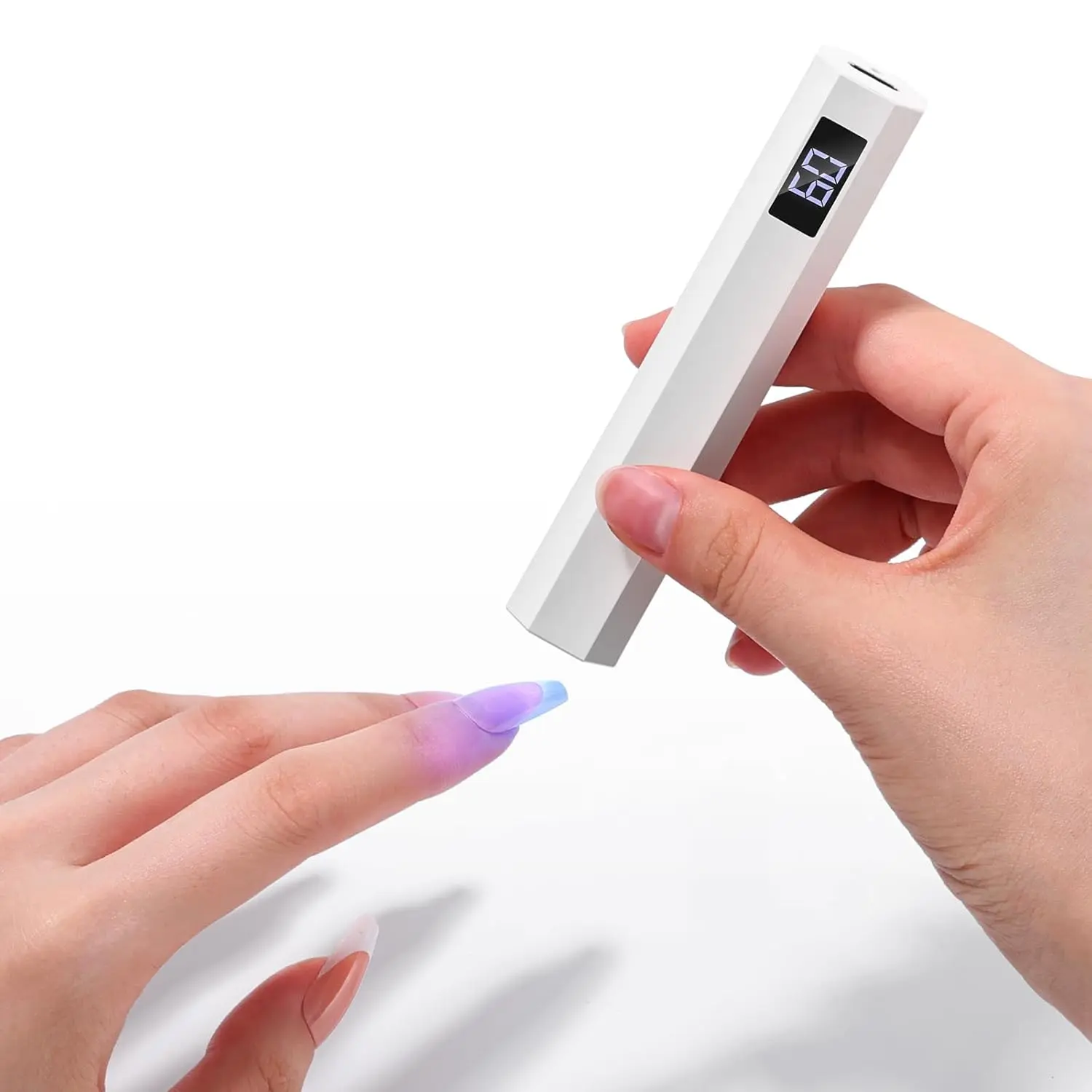 SAVILAND Hand Held U V Light for Nails Portable Rechargeable U V Nail Lamp | LCD display, 2 timer modes, Fast gel nail curing, Professional salon use, home DIY & travel use, White