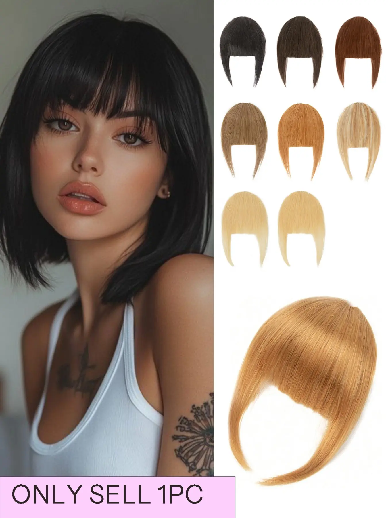 Clip in Bangs Real Human Hair Bangs Hair Clip on Bangs for Women , Natural Black, Invisible Fake Bangs with Temples, 6 Inch Wispy Bangs Hairpieces, Add Hair Volume, Hair Extensions for Daily Wear, Face Framing Bangs, Soft Bangs, Glueless Clip in
