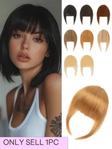 Clip in Bangs Real Human Hair Bangs Hair Clip on Bangs for Women , Natural Black, Invisible Fake Bangs with Temples, 6 Inch Wispy Bangs Hairpieces, Add Hair Volume, Hair Extensions for Daily Wear, Face Framing Bangs, Glueless Clip in