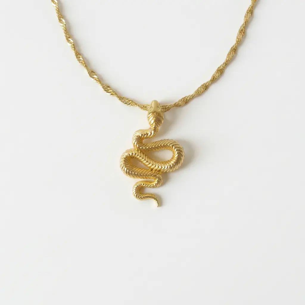 Snake Gold Necklace | Serpentine Pendant Jewelry | Adjustable Chain | Symbol of Rebirth & Power | Dainty Layering Gift for Her