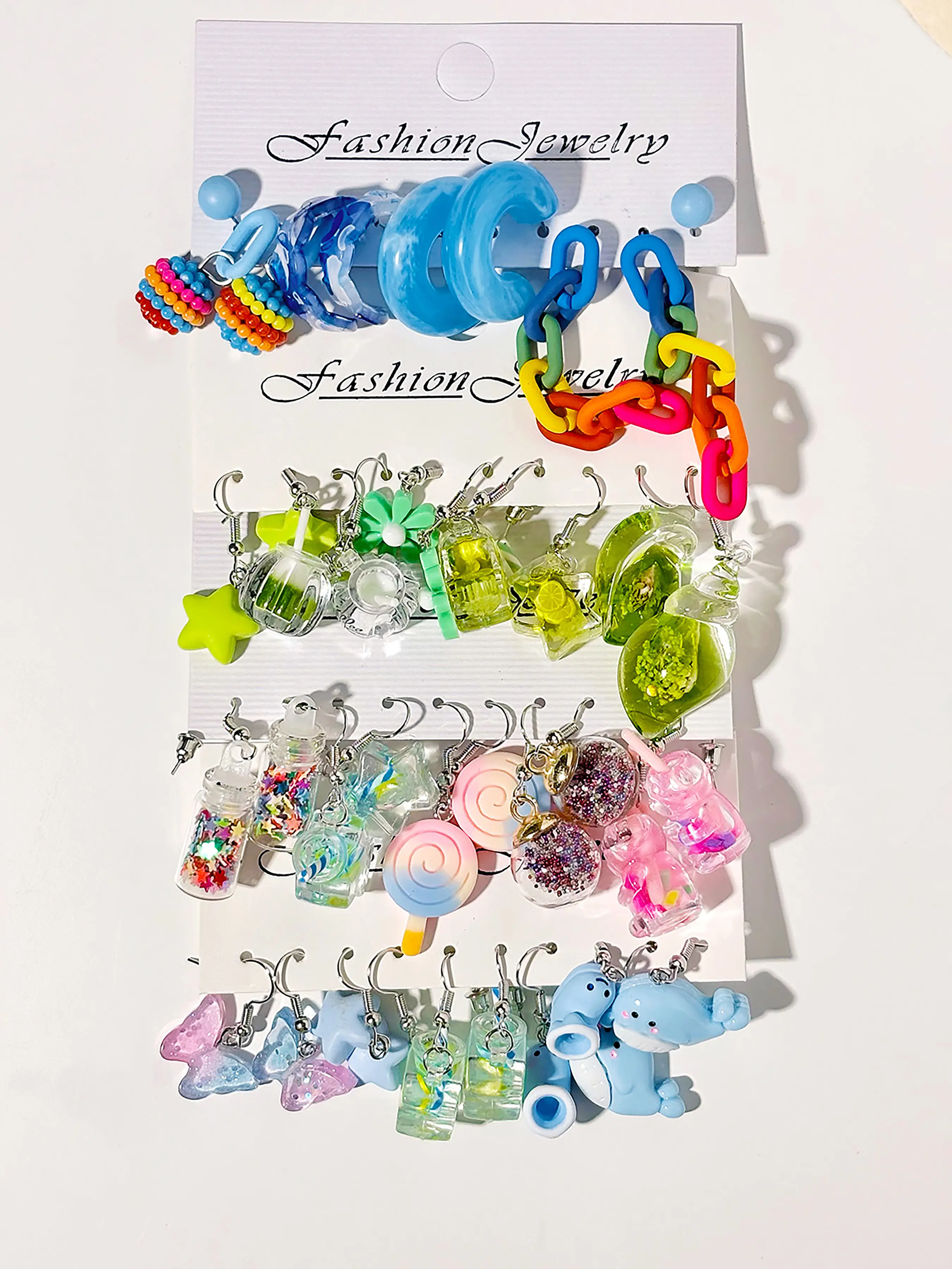 40pcs Fun Series Earring Set Earring Stacks Birthday Gift Fluorescent Conch Shell, Casual Style, No Choking Hazard, All Seasons Wear, Trendy Fashionable Accessories