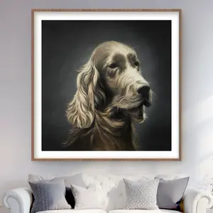 212 MAIN 48x48 in. Framed Matted Photo Print - Artistic Hyperrealistic Vibrant Brown Field Spaniel Wall Art for Home Decor Room Decoration