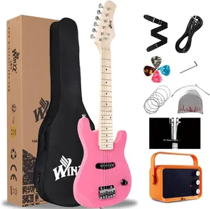 EGM100 30 Inches Real  Electric Guitar with Beginner Kit, Right Handed, Pink
