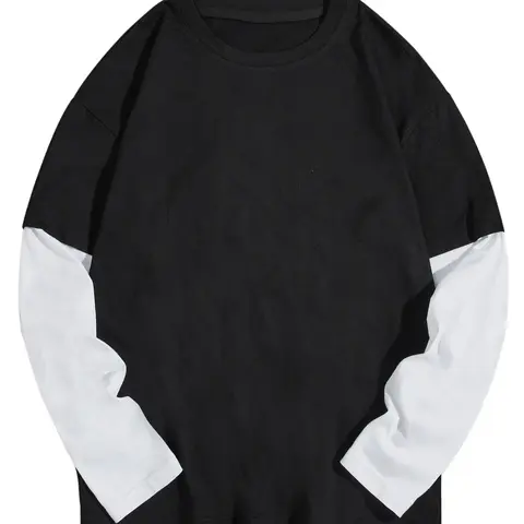 Unisex's Thermal Lined Plain Long Sleeve Tee, Thermal Menswear, Casual Comfy Cozy Round Neck T-shirt for Daily Wear, Men's Top for All Seasons, Socks