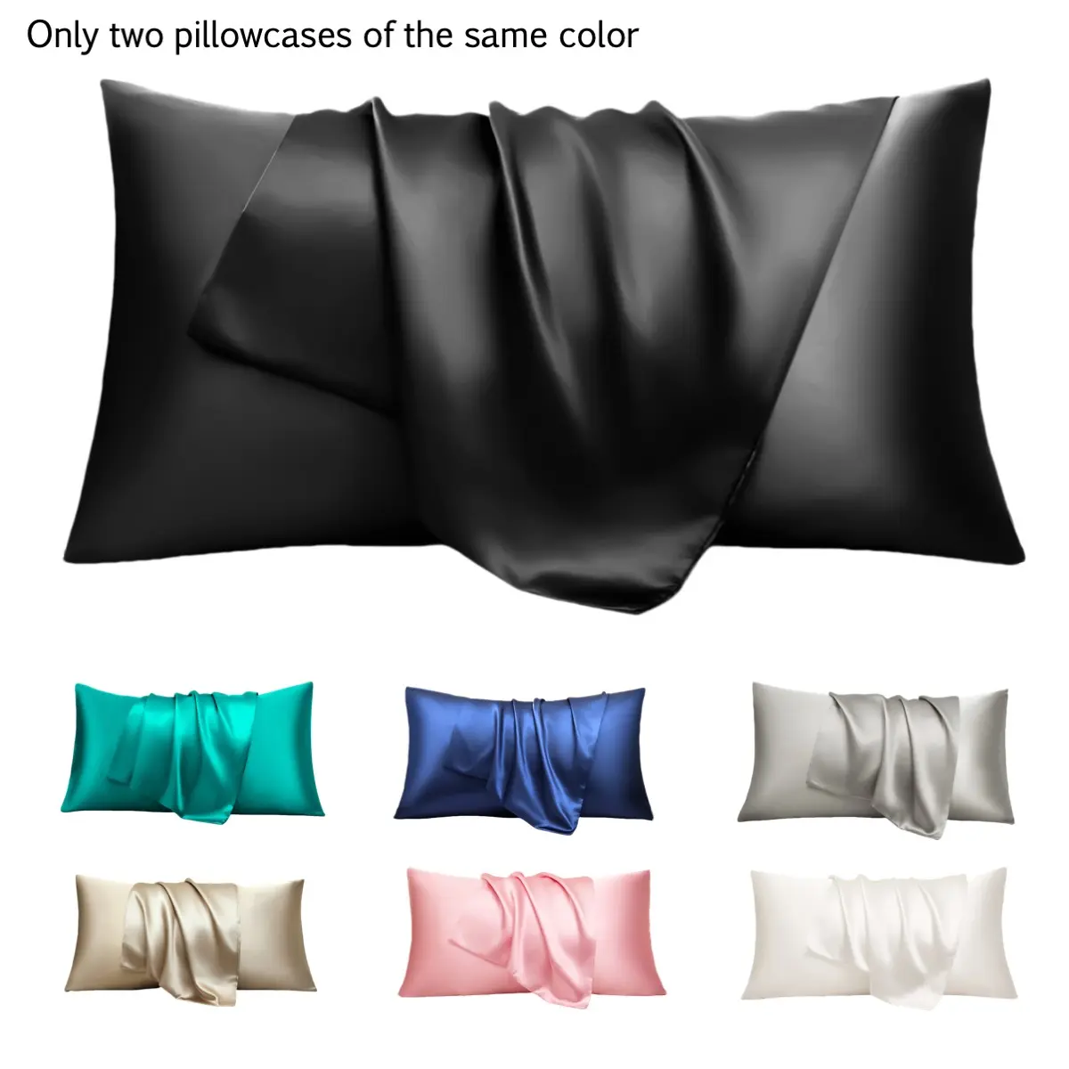 2pcs Solid Satin Pillowcases, Luxury Silky Soft Pillow Covers, Skin Friendly Soft Comfy Bedding for Hair and Skin Care, Modern Minimalist Design for Home, Bedroom and Dorm, Decorative Pillowcases Available in Standard/Queen/King Size, Bedding Supplies