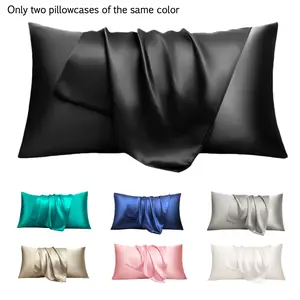 2pcs Solid Satin Pillowcases, Luxury Silky Soft Pillow Covers, Skin Friendly Bedding for Hair and Skin Care, Modern Minimalist Design for Home, Bedroom and Dorm, Decorative Pillowcases Available in Standard/Queen/King Size, Bedding Supplies