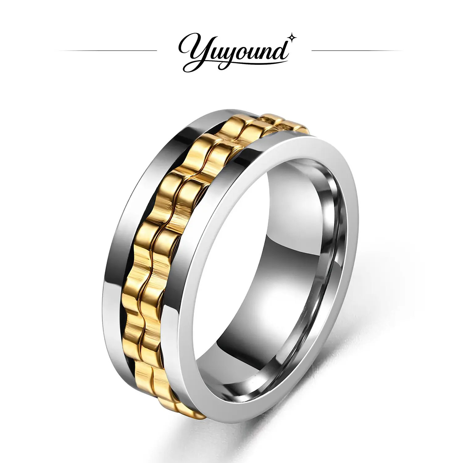 Unisex Gear Spinner Ring, Rotating Fidget Ring with Mechanical Gear Design, Polished Fashion Band, Daily Wear Jewelry Gift for Men Women