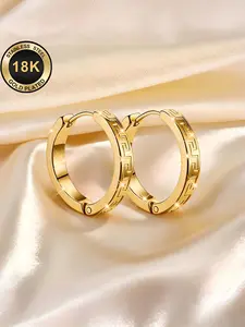 1 Pair Elegant 18k Stainless Steel Earrings, Anti-Wear, Anti-Fade, Classic Design, Unisex Jewelry, Perfect for Daily, Vacation, Party