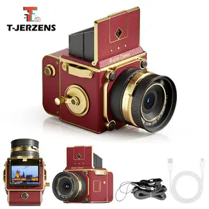 T-JERZENS Portable Retro Digital Camera, Vintage Hand-Cranked camera 64MP,Halloween Christmas Gift,  Optical Zoom, Auto Focus, Handheld Camera, Autofocus Vlogging Camera