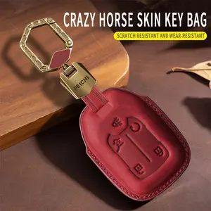 For Chevrolet Key Fob Cover Leather Car 2023 2022 2021 2020 2019 GMC Sierra and Chevy Silverado 1500 2500HD 3500HD Key Case Automotive Vehicle Detailing Car Key Protector Car Key Accessory chevy 1500 accessories