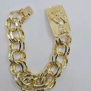 LA SANTA MUERTE OR MALVERDE SINALOA bracelet elegant thick gold and black color measuring 9"inches gold-plated TAKE ONE