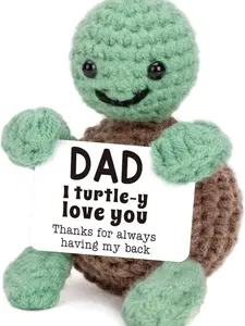 Father's Day Gift Mini Funny Turtle Fathers Day Dad Gifts from Daughter Son Wife, Birthday Gift for Dad Father Daddy Presents, I Love You Small Cute Stuff Things, Handmade Emotional Positive Crochet Turtle