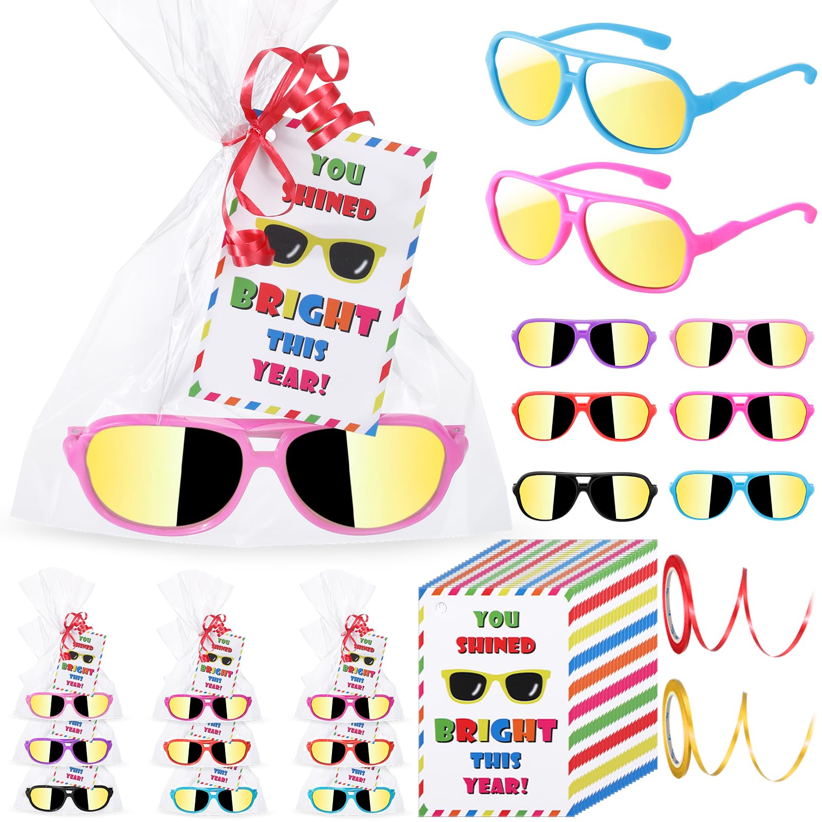 24/48Pcs Kids Graduation Party Sunglasses Preschool Student Class Present with Blessing Cards Kindergarten Graduation Favors for Graduation Party Ceremony Wedding Birthday End of The Year Class Gift Exchange Star