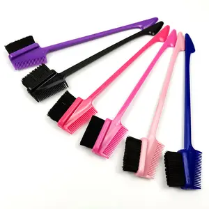 Double-Sided Edge Fixation Styling Brush, Edge Control Comb for Hair Salon, Random Color 1 PCS, Heatless Brush Random Color, Edgelift Slick Back