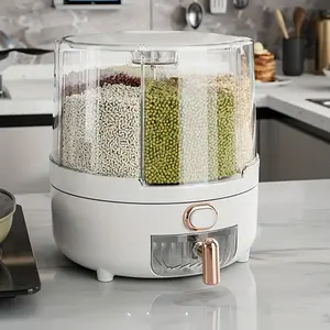 Rotatable Grain Storage Box, Large Capacity Rice Bucket, Moisture-Proof Insect-Resistant Sealed Container, Home Kitchen Food Storage Jar