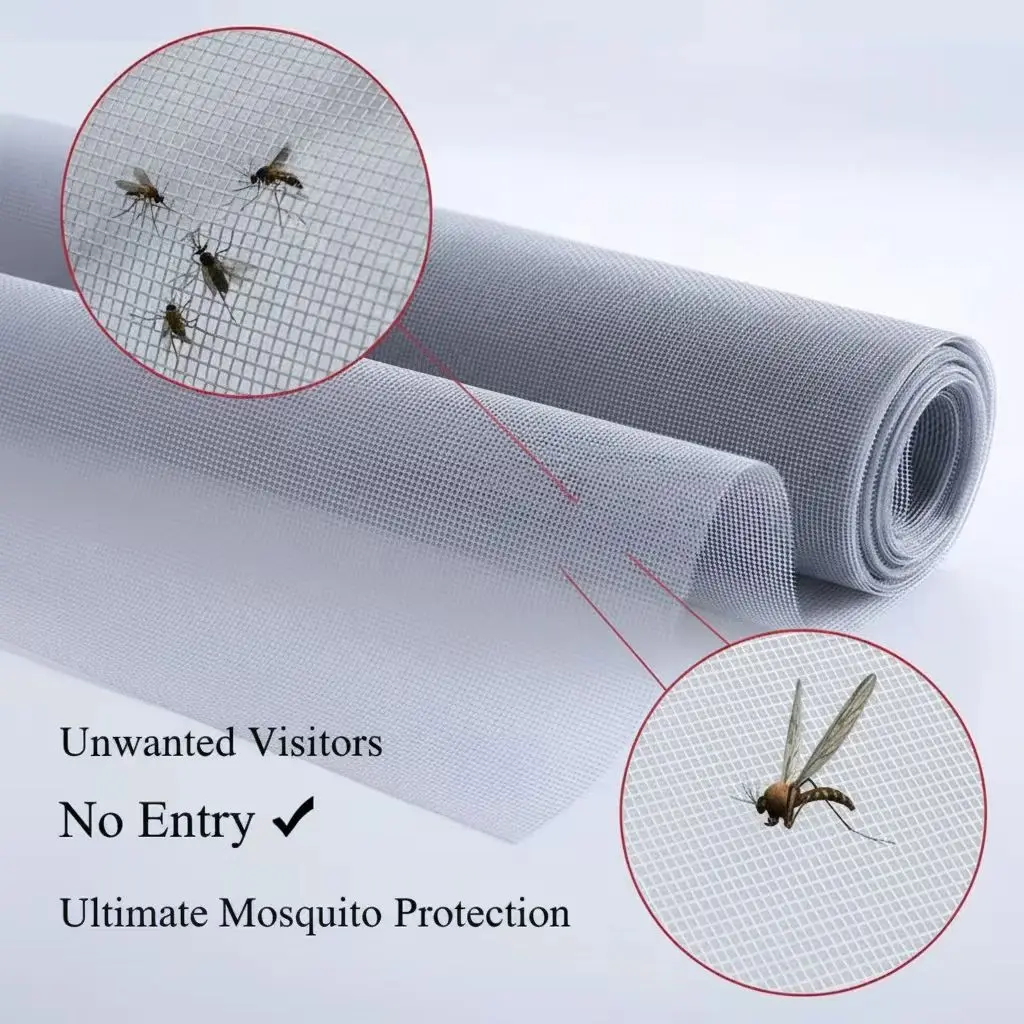High Density Mosquito Insect Screen Net, Cuttable DIY Multi-Purpose Window Door Mesh, Ventilation Breathable Curtain for Bedroom Balcony Living Room