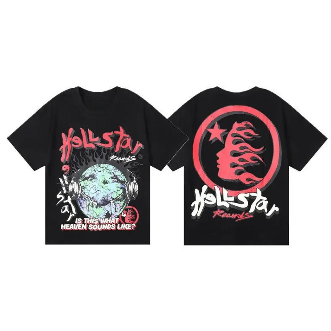 Hellstar Records Men Oversized Cracked Earth Graphic Tee, Vintage Distressed Double Sided Print Short Sleeve T-Shirt For 4th Of July Holiday Gothic Streetwear Outfit