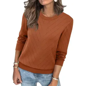 Women’s Sweaters, Crew Neck, Long Sleeve, Soft Knit Pullover Sweaters, Cozy, Dressy & Casual Shirts, Fashionable Clothing