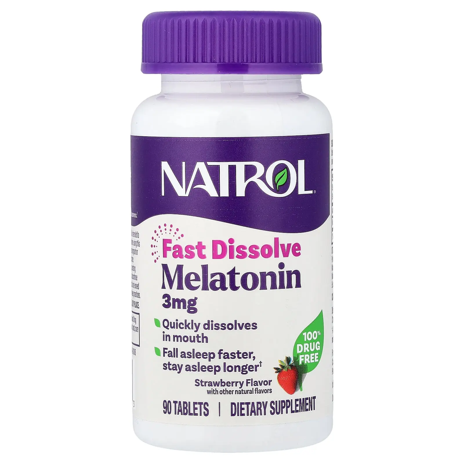 Natrol Melatonin, Fast Dissolve, Strawberry, 3 mg, 90 Tablets