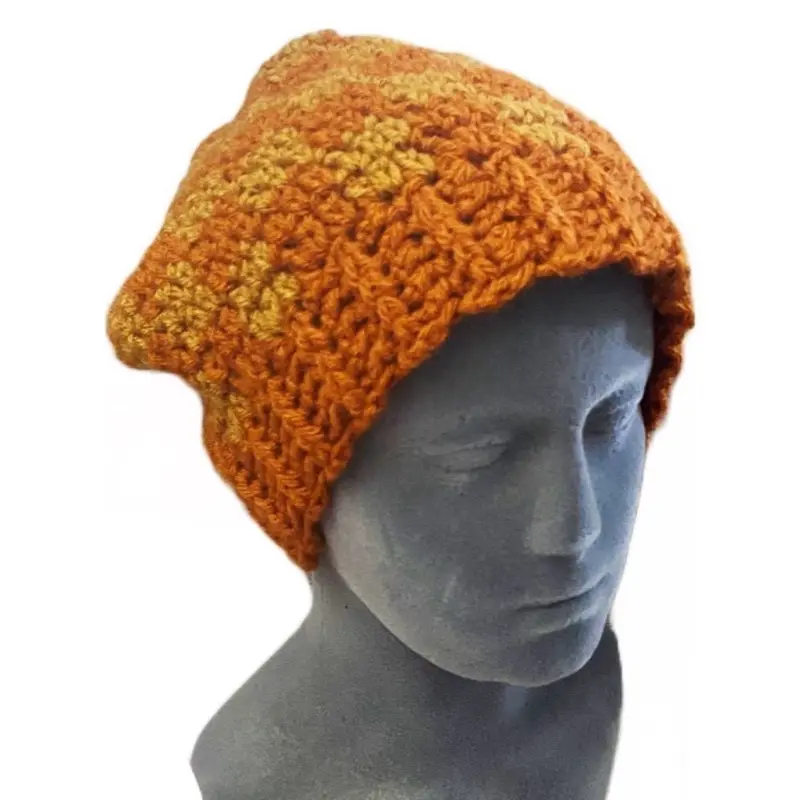 Hat Checkerboard Brown and Gold Beanie Winter Warm Fall Autumn Boho Skater Hippie Gorpcore