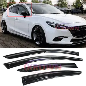 FOR 2014-2018 MAZDA 3 JDM 3D WAVY MUGEN STYLE WINDOW VISOR RAIN GUARDS DEFECLTOR
