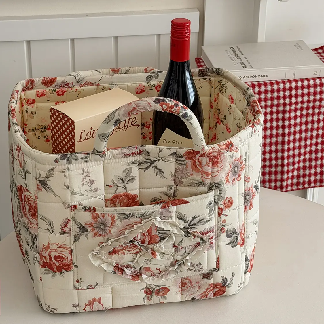 Large Flower [Storage Basket] (Red Peony)