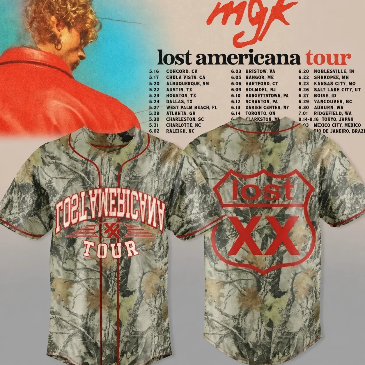 MGK Lost Americana Tour 2026 Baseball Jersey X5X