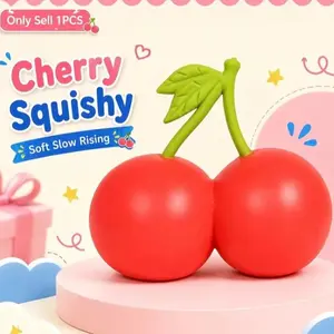 Filled Cherry Shaped Squeeze Toy, Soft Stuffed Squishy Fidget with Great Playability, Cute Stress Relief Gadget, Lovely Hobby Collectible & Novelty Gift for All Ages Toy Lovers