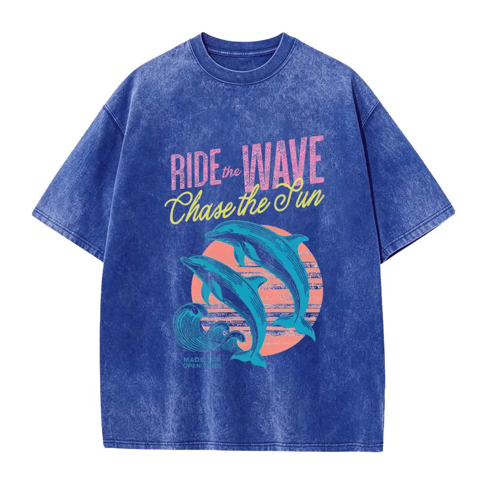 Vintage Dolphin Beach Shirt Retro Ocean Wave Graphic Tee Summer Surf Gift For Him Her Unisex Coastal Sun Tshirt