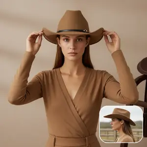 Rodeo & Festival Hat​ – Lightweight Felt with Classic Gold Buckle, Authentic Western Design for Cowboy Parties, Line Dancing & Outdoor Events