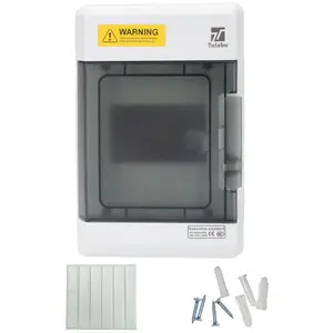 Waterproof 4 Way Breaker Box IP66 PC/ABS Alloy Plastic Power Distribution Box Enclosure with Clear Cover, Bus Bars and DIN Rail