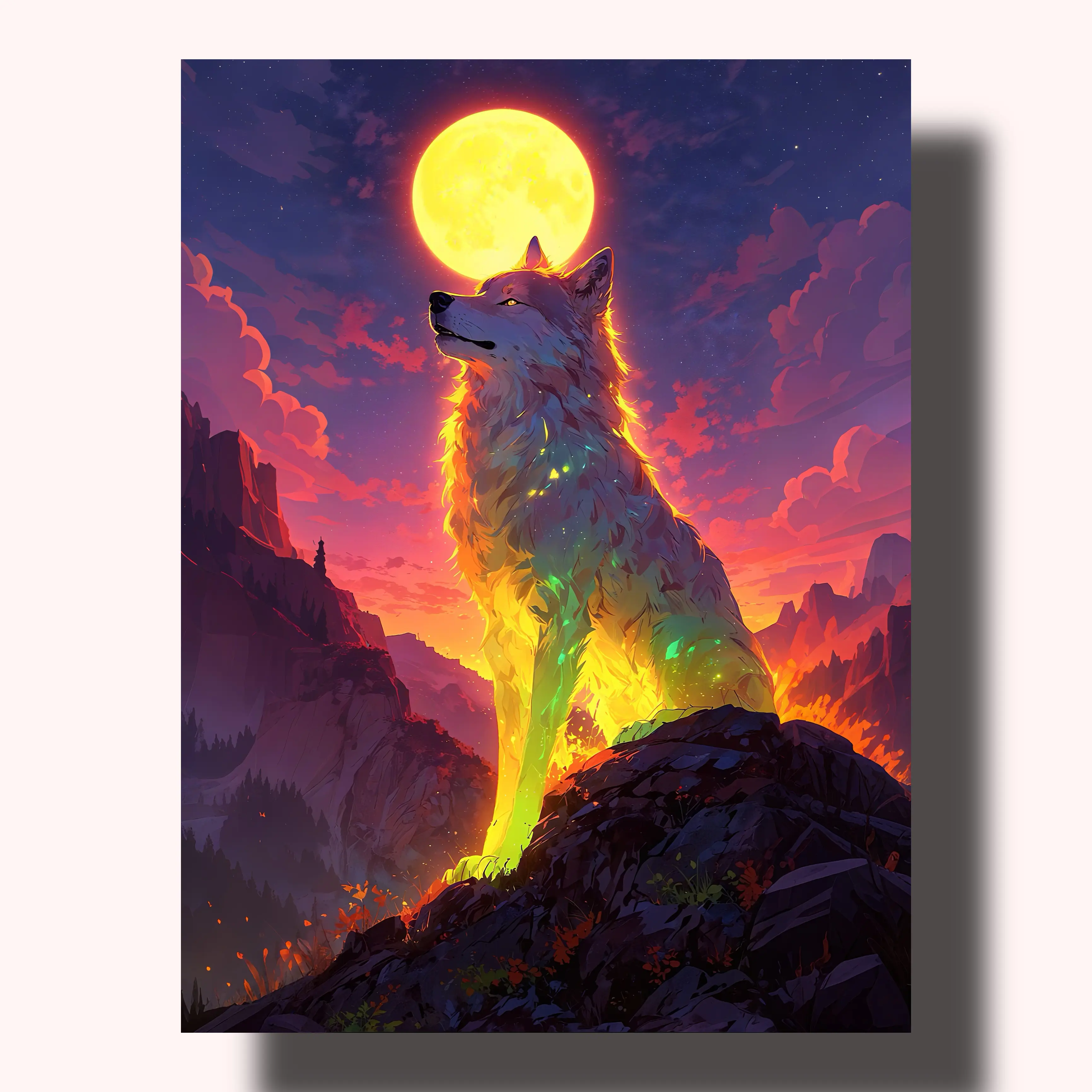 DIY Color by Number Paint Kit, Mountain Peak Wolf on Cliff Canvas Art, Eco-Safe Beginner Home Decor for Adults (Toys & Hobbies DIY Painting Supplies)