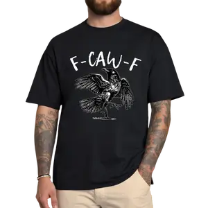 Raven Dance T-Shirt – Funny “F-CAW-F” Gothic Crow Graphic Tee, Dark Humor Halloween Shirt