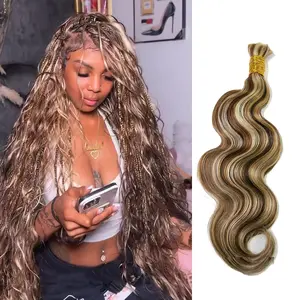 YWIGS Blend Deep Wave Bulk Human Braiding Hair for Boho Braids Human Hair for Braids #4/27/30/613 Mix Blend 100grams/bundle #Summervibes