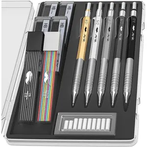 - Metal Mechanical cil Set with Lead Refills & Erasers, 5 Pack, 5 Sizes, 0.3, 0.5, 0.7, 0.9 & 2mm, 6x Tubes HB Lead Refills for School Supplies, Note Taking, Drawing, Sketching, Office