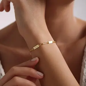 Rexviao Classic Personalized Nameplate Bracelet for Women | Petite & Minimalist | Ideal for Everyday Wear and Family Gatherings | Length: 6.3 + 2 inches