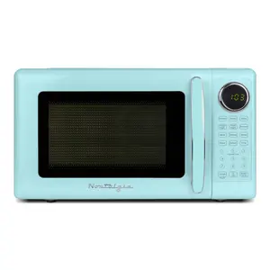 Nostalgia 0.7 cu ft Retro Microwave Oven, 700W Countertop Microwave Oven with 8 Auto Cook Programs, Aqua
