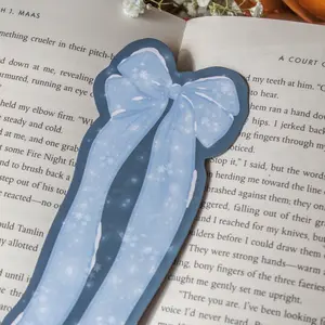 Winter Wonderland Bow Die-Cut Bookmark for Cozy Christmas Booktok Readers