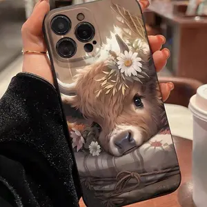 Cute Cow Pattern Phone Case, Decorative Phone Protector Cover, Phone Accessories Compatible with iPhone 11 12 13 14 15 16 Pro Max/Plus
