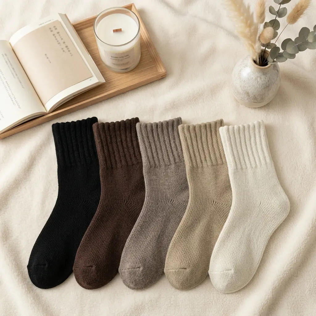 BomKinta Women's Minimalist Basic Polyester Knitting Solid Mid-Calf Warm Socks - Soft, Comfy, Breathable for Fall Winter Everyday Casual Daily Wear