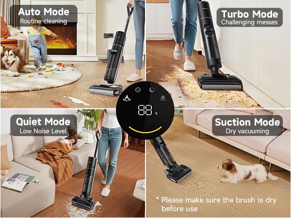 DREAME H12 PRO Series I Wet Dry Vacuum Cleaner, Smart Floor Cleaner Cordless Vacuum and Mop for Hard Floors, One-Step Edge to Edge Cleaning with Hot Air Drying Black