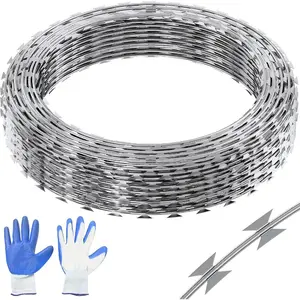 VEVOR Razor Wire Fencing, Razor Barbed Wire, Galvanized Steel, 500ft, 10 Rolls, Silver, SD-SRBW17.5-BTO22VEVOR Super Brand Day