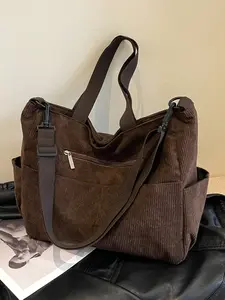 Retro brown simple color casual shoulder messenger bag, literary  versatile commuter messenger bag, multiple colors available, multi-pocket shoulder messenger bag, stylish crossbody bags, suitable for college students to attend classes, daily travel, etc.