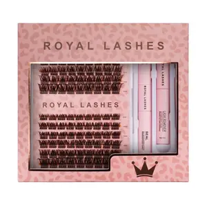 Royal Lashes Brown Lash Clusters with Seal and Remover for Enhanced Volume and Length