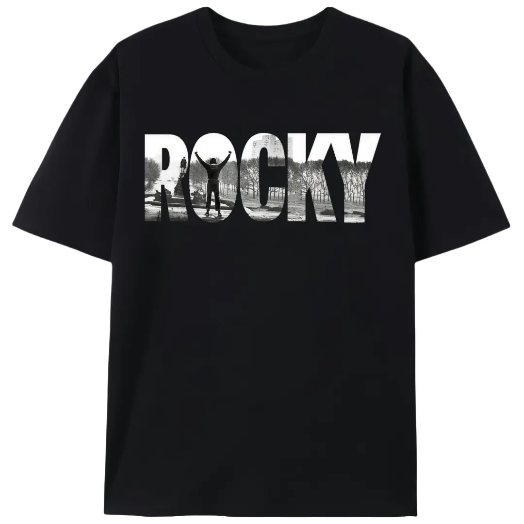 Men's Rocky Balboa Graphic Tshirt, Retro Cult Classic Style Boxing Movie Print, Shortsleeve 100% Cotton Fabric with Slight Stretch, Casual, Retro 90S Boxing Movie Print, 90S Graphic Men's Short-Sleeve T-Shirts, Knit, Printed