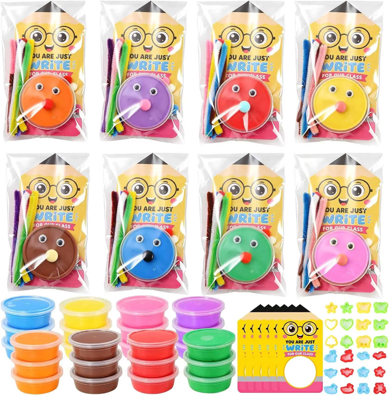 Halloween Fall Gift 24 Set Welcome Back to School Gifts for Students DIY Modeling Clay Bulk | Complete school air dry clay kit with molds and pipe cleaners