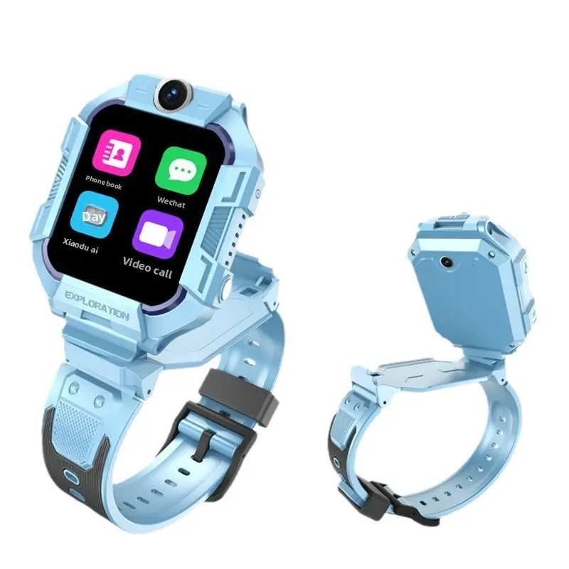 Women's Fashion Square Silicone Wristwatch - 4G/5G Full Netcom Blue Android Wearable with USB Charging, IPS Screen, Life Waterproof, Card Support, Remote Monitoring, Easy-Use Buttons, Video Call, Positioning, Camera Selfie, 36-40Mm for Students, Selfie Fu